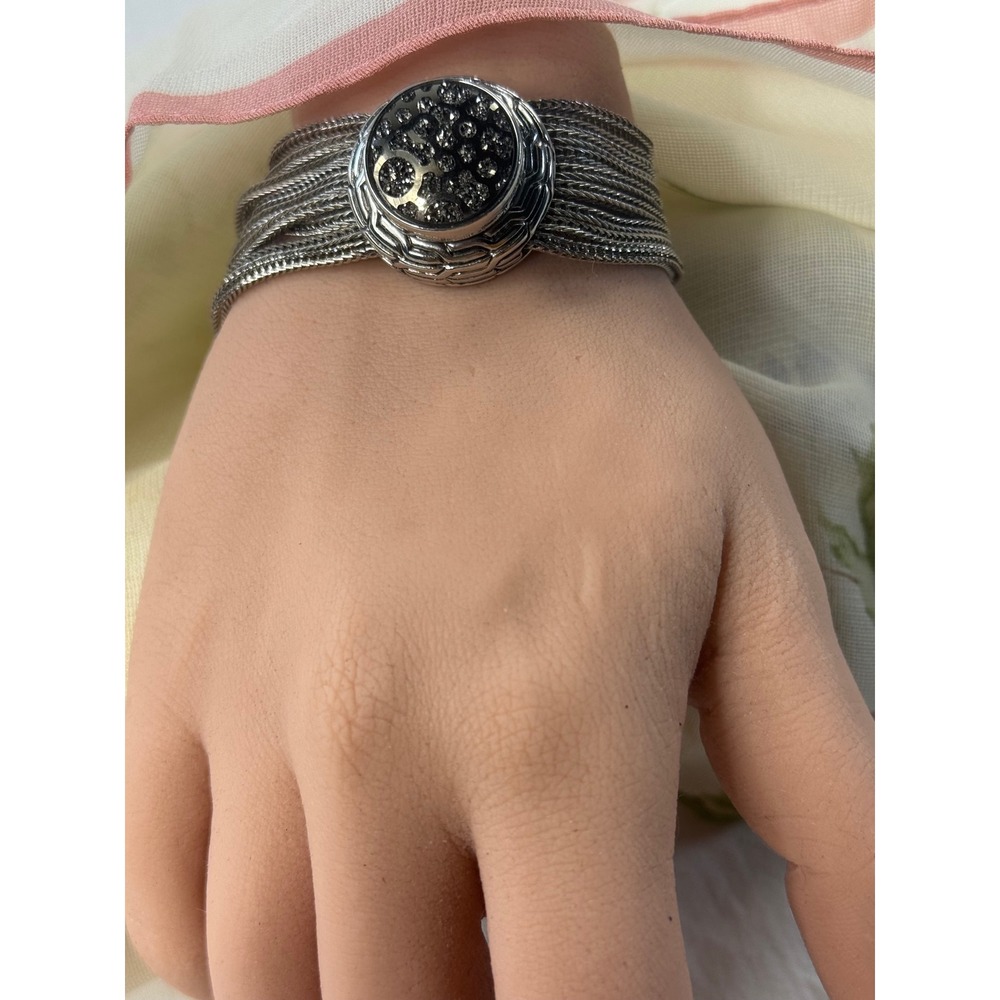 Ginger Snaps Multi Strand Silver Mesh Magnetic Snap Bracelet with Glitter Charm